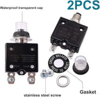 mxuteuk 2Pcs 30Amp Circuit Breakers Push Button Manual Reset 125/250V AC 50V DC, L1 Series Overload Protector Switch Thermal Circuit Breakers with Waterproof Button Caps L1-ls-30A