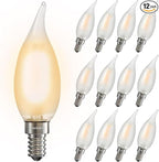 Chandelier Frosted Light Bulbs 2W Equivalent 25W Incandescent Bulb, Candelabra Candle E12 LED Bulb Type B Soft Warm White 2700K, Dimmable for Dining Room,Light Fixture,Chandelier,12 Pack