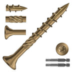 #8 x 1-1/2" Deck Screws (966Pcs) 6lb. Carbon Steel, Yellow, Flat Head, Rust Resistant epoxy Coated, with T25 Star Bit