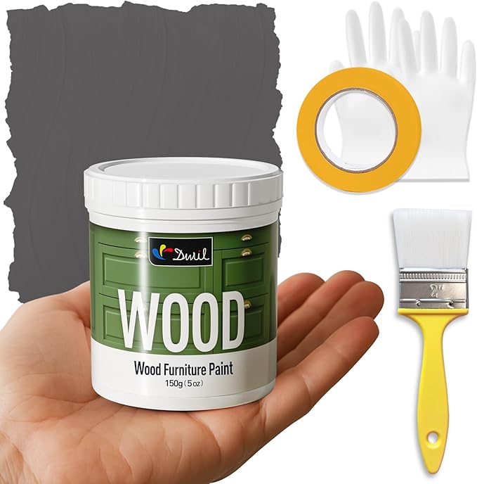 DWIL Matte Finish Furniture Paint - 5 Oz Wood Paint for Cabinets, Doors, Tables, and Dressers Refinishing - Water-Based, Non-Toxic & Odorless, Easy to Apply(Anthracite Gray)-Trial Pack