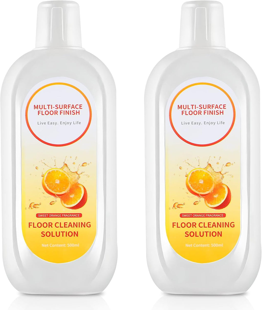 Floor Cleaning Solution Compatible with Tineco iFLOOR Series, All Robot Vacuums & Wireless Wet-Dry Mops, 2 Bottle Floor Cleaner Refill, Orange Scent
