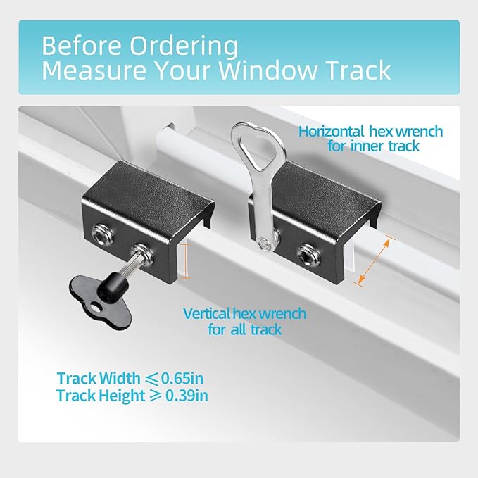Window Locks for Up and Down Windows 4 Pack Window Stopper Sliding Window Lock for Vertical Horizontal Sliding Windows Doors with Key Aluminum Window Security Locks Child Proof(Black Medium)