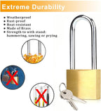 ABRAFOX Lock Solid Brass Keyed Different Long Shackle Padlock -（1-9/16 inch 40mm 2pack