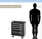 5 Drawers Metal Rolling Tool Chest on Wheels, Lock Tool Box Tool Organizer Cart, Multifunctional Drawers Rolling Tool Trolley Storage Cabinet for Garage,Warehouse,Workshop,Repair Shop(BLACK)