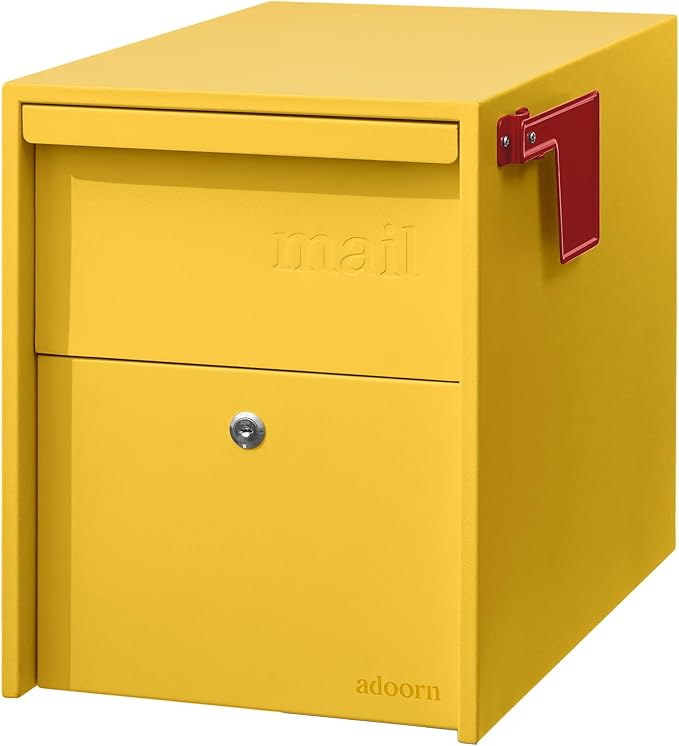 Adoorn Lockable Post Mount Mailbox | Large Size - Anti-Theft Locking Mailbox, 15.5" H x 12" W x 18.5" D, Weatherproof Mailboxes for Outside The House