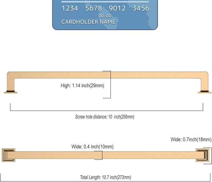 10 Pack 10 Inch Cabinet Handles - Champagne Bronze Cabinet Pulls for Kitchen & Dresser