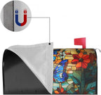Giwawa Stained Glass Butterfly Mailbox Cover Fall Mailbox Covers Magnetic Large Autumn Mail Box Covers Oversized 25.5 x 21 Thanksgiving Decorations Outdoor Welcome Mailbox Wrap