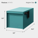 Adoorn Post Mount Mailboxes, 9.5 x 9.5 x 19.5 (HxWxD) Large, Galvanized Steel Modern Mailbox, for Daily Letters, Magazines and Packages, Weatherproof with Front Access Door - Aegean