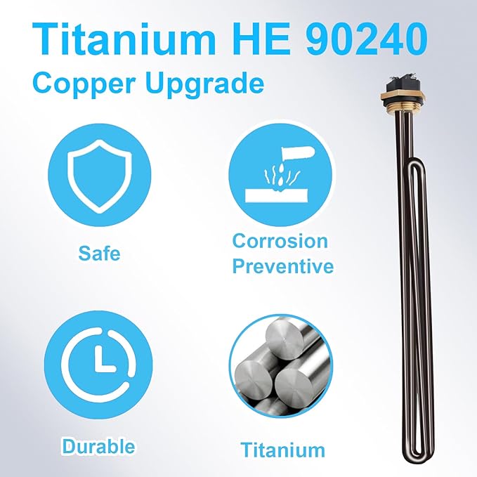 Titanium HE 90240 Heating Element for ECO18 24 27 36 Tankless Water Heater,240V 9000W Water Heater Element Replacement SGB-2903 HA-P004 HA-P005