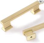 COTYKILEY 10 Pack 3.75Inch(96mm) Brushed Brass Cabinet Handles Gold Kitchen Cabinet Pulls Cabinet Door Handles Kitchen Cabinet Hardware