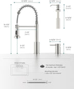APPASO Kitchen Faucet 3 Holes, Brushed Nickel S304 Stainless Steel Spring 3 Piece Sink Faucets with Separate Side Handle, Pull Down Sprayer and Soap Dispenser, 2 Spray Modes and Easy-Installation