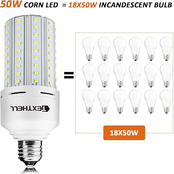 Led Light Bulb 400W Equivalent 6250 Lumen 5000K E26/E27 Medium Base 50W led Bulb for Outdoor Indoor Lamp Area Garage Warehouse Workshop Street Backyard