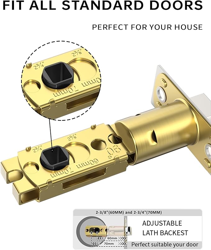 Asidrama 4 Pack Passage Gold Door Handles, Door Lever with Door Knobs Indoor for Bedroom or Bathroom, Heavy Duty Brushed Gold Door Handles Interior with Locks for Left Right Sided Doors