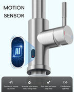 APPASO Touchless Kitchen Faucet with Pull-Down Sprayer, Kitchen Sink Faucet Touchless Brushed Nickel, Single Handle Hands-Free Motion Sensor Faucets Suitable for 1 or 4-Hole Sink, Stainless Steel