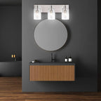 3-Light Bathroom Vanity Light Fixtures,Modern Wall Sconces,Bathroom Lights Over Mirror,Wall Mounted Lamp for Kitchen Living Room Bedroom Hallway,Brushed Nickel Finish with Clear Glass Shade