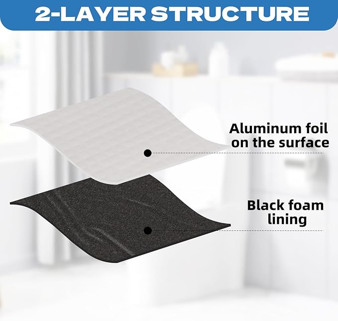 4 Pack Toilet Tank Liners 40 x 16 Inch Toilet Anti Condensation Kit with Aluminum Foil Tape Prevent The Formation of Condensate Water（0.2 inch thick）