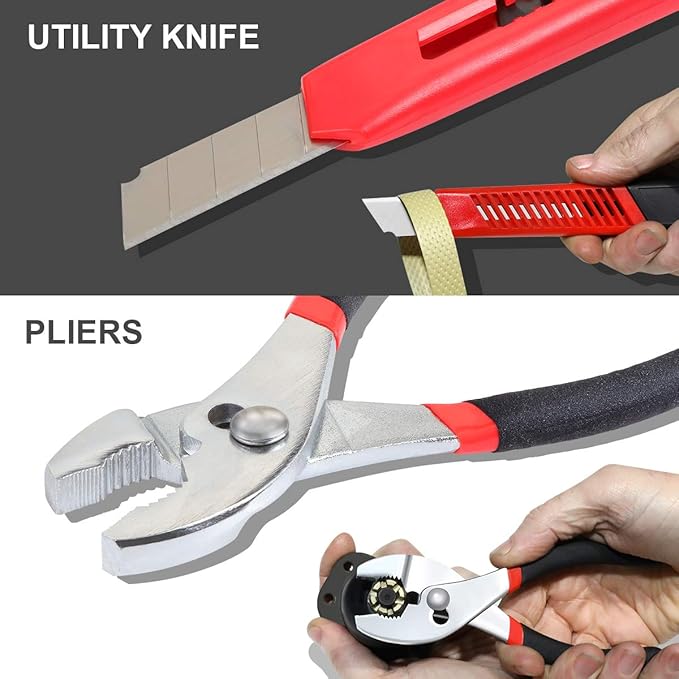 DNA MOTORING 39-Piece Household Tool Set General Repair Small Hand Tool Kit Storage Case for Home Garage Office College Dormitory Use, Red, TOOLS-00006