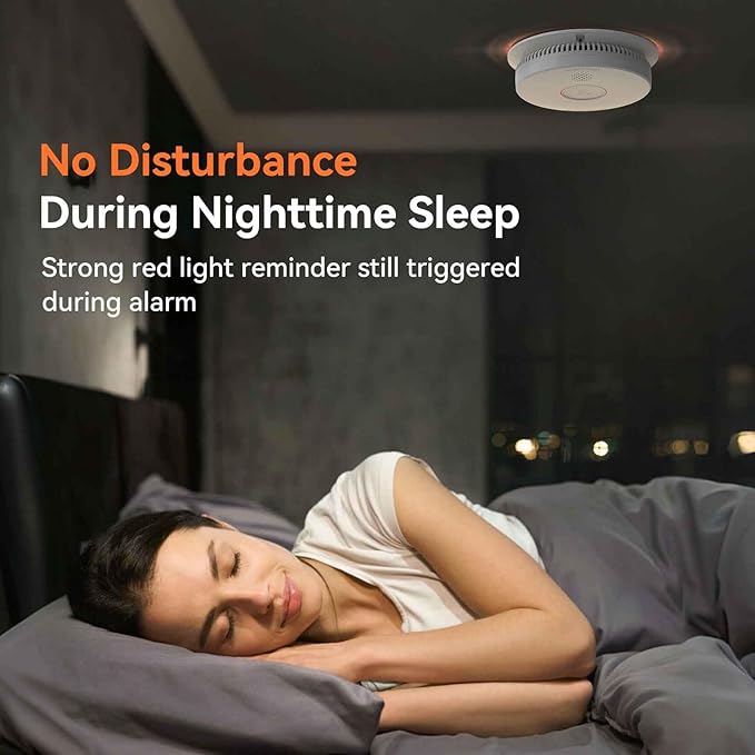 Jemay Smoke Detector, Photoelectric Smoke Alarm with 9V Backup Battery, Hardwired Interconnected Smoke Detectors, Fire Alarm with Test/Silence Button for Home, 2 Packs