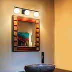 New Bathroom Vanity Light Fixtures Brushed Bronze Milk White Globe Glass Shade Modern Wall Bar Sconce Over Mirror (Black, 3 light-24inch-G9)