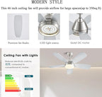 42 Inch Low Profile Ceiling Fan with Light and Remote, Modern Nickel LED Ceiling Fan,Dimmable Reversible DC Motor,8 Speed,Quiet Indoor Outdoor Fan for Bedroom