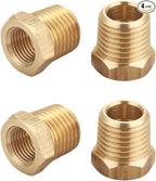 4pcs Heavy Duty 1/4 NPT Male Thread to 1/8 NPT Female Thread Brass Reducer Hex Bushing Brass Fitting Pipe Hose Tube Adapter Convert, Thread 0.5" OD to 0.375" ID