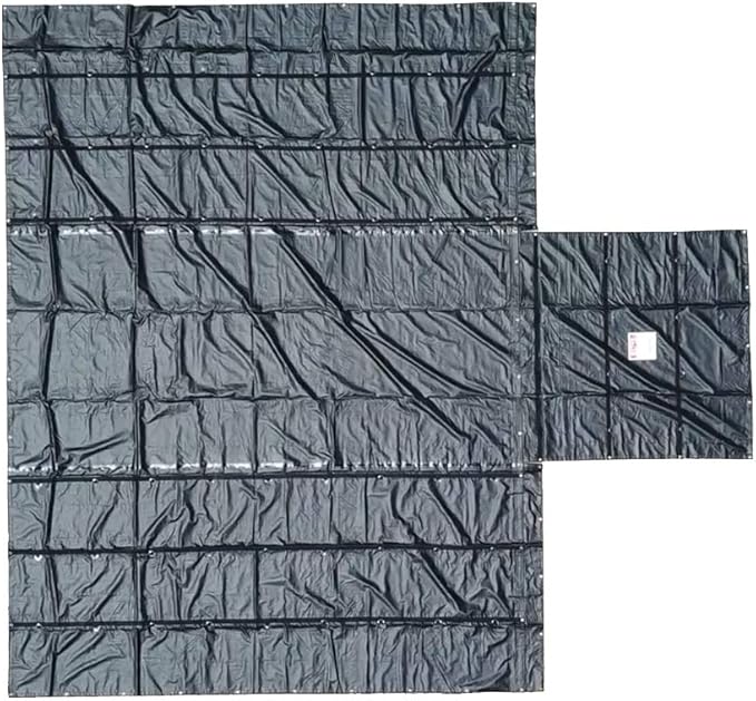 Mytee Products 24' x 27' Flatbed Truck 18 Oz/14 Oz Combination Lumber Tarp with 8 FT Drop - Black Heavy Duty Vinyl Waterproof Tarp for Trailers to Protect Cargo from Wind, Rain, Snow and Sun