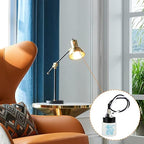 Helunsi E26 E27 Ceramic Lamp Socket with Rotary Knob Switch, Universal Replacement Porcelain ON OFF Turn Switch Light Bulb Socket, E26 Medium Base Lamp Holder with Threaded Nuts and Wire Lead - 2 Pack