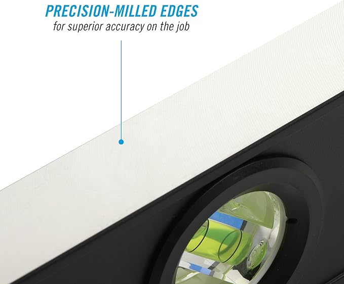 CHANNELLOCK 24-Inch, Professional-Grade Aluminum Box Level with Solid Block Acrylic Vials, 5200-0024