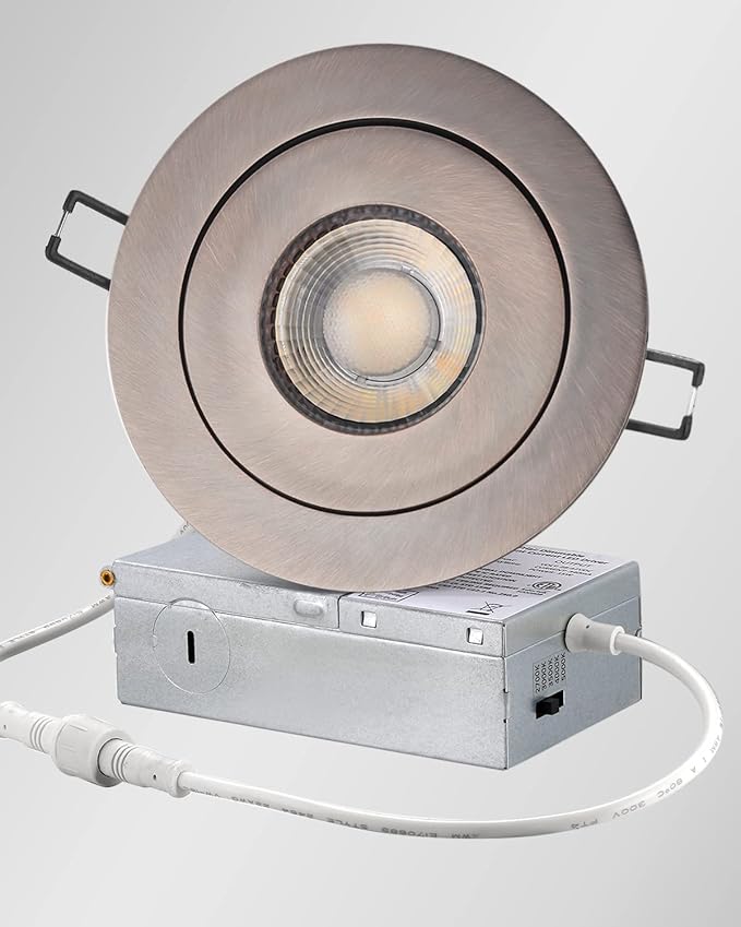 Canless Gimbal LED 4-inch - Swivel 90° tilt 360° Rotation Adjustable 6PACK 4" dimmable Eyeball LED Wafer recessed retrofit Ceiling Spotlight Can Light Oil Rubbed Bronze 4 inch 6 Pack