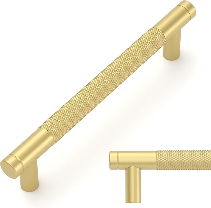 Amerdeco 10 Pack Brushed Gold Cabinet Pulls 5 Inch(128mm) Hole Center Drawer Pulls Cabinet Hardware Kitchen Cabinet Handles for Bathroom ZH0031