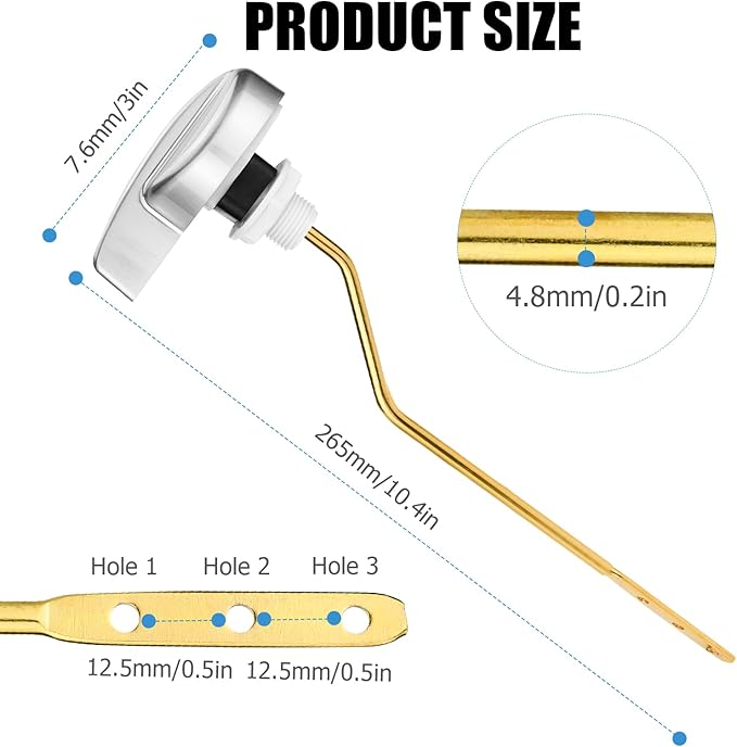 Compatible with TOTO Toilet Handle Replacement Parts Kit, Universal THU068#CP Trip Lvr for St743S Side Mount Toilet Flush Tank Lever Handle for TOTO Kohler Toilet Tank, 1-Pack Brushed Silver