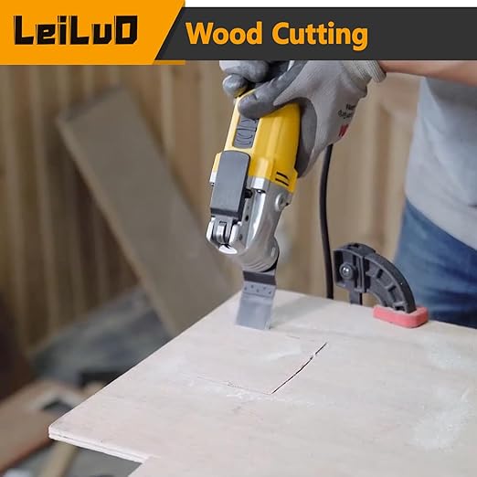 LEILUO 100 Pcs Multitool Blade Kits for Wood Nails Drywall Japanese Tooth Oscillating Saw Blades Titanium Oscillating Tool Accessories with Storage Bag Compatible with DeWalt Makita Dremel and More