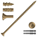 #10 x 4 Inch Deck Screws (206Pcs) 4lb. Carbon Steel, Yellow, Flat Head, Rust Resistant epoxy Coated, with T25 Star Bit