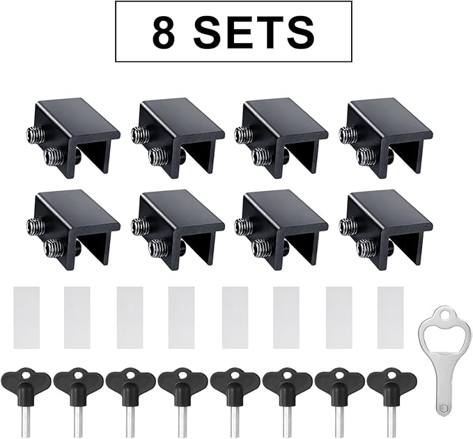 ZRFCXE Window Locks,8 Pack Sliding Window Locks with Key for Vertical & Horizontal Sliding Windows Doors,Easv to Install,Adjustable Security Window Lock for Patio Bedroom Home and Office (Black)