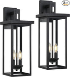 tewei 2 Pack Large Size Outdoor Wall Lantern Exterior Wall Light Fixture, 22 Inch Matte Black Porch Light Waterproof Outdoor Lights for House with Clear Glass Shade, E12 Exterior Sconces for Garage