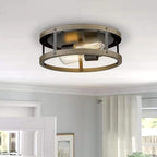 EAPUDUN Farmhouse Flush Mount Ceiling Light, 13" Imitation Wood 2-Light Fixture, Retro Style Lamp for Hallway, Entryway, Bedroom, Kitchen, Dining Room (FMA1138-FBDT)