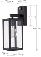 GRUENLICH Dusk to Dawn Large Outdoor Wall Lantern, PIR Motion Sensor Wall Sconce, E26 Base Max 60W, Metal Housing Plus Glass, Matte Black Finish, Bulb Not Included, 1-Pack