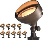 COLOER Die-cast Brass Landscape Wall Wash Lighting, 9-17 Volt Flood Lights Outdoor, Bronze LED Floodlight Fixture for Illuminating Signs, Walls and Plant Material(501B,10-Pack Without Bulb)