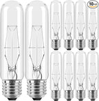 10-Pack 40W T10 Incandescent LED Light Bulbs, Warm White,Dimmable Clear Glass Edison Vintage Bulbs for Chandeliers, E26 Base, 2700K, Desk Lamps, Curio Cabinets, Aquariums, and Pendant Lighting
