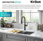 KRAUS Allyn Traditional Industrial Pull-Down Single Handle Kitchen Faucet in Matte Black, KPF-4100MB
