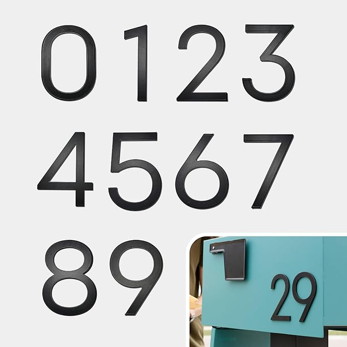 Adoorn 4 Inch Mailbox Numbers - Number 1, Black Color, Each Sold Individually, Premium Metal Self Stick Address Numbers, Weatherproof Mailbox Numbers for Outside