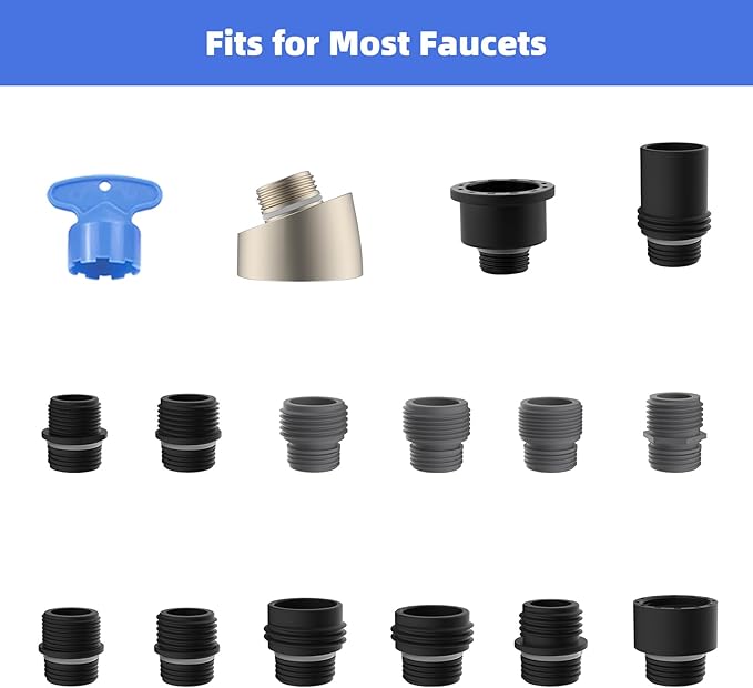 iFealClear Universal Kitchen Faucet Head Replacement, 3 Modes Pull Down Faucet Spray Head, Compatible with Moen Delta, Equipped with 15 Adapters, Brushed Nickel