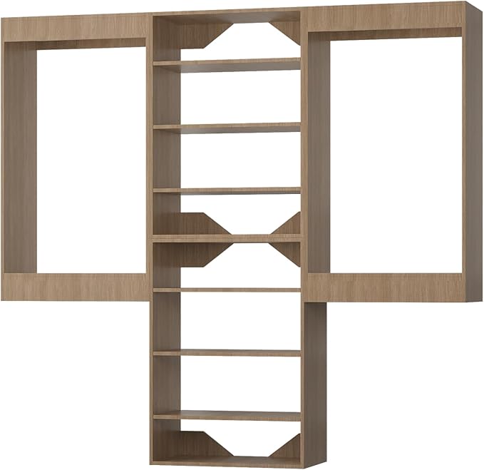 Modular Closet Organizer - 90" Wide Wood Tower with Hanging - Wall Mounted Wardrobe