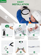 zouzai 1 Pack 4 Inch Black 5CCT Ultra-Thin LED Recessed Ceiling Light with Junction Box, 2700K/3000K/3500K/4000K/5000K Selectable, 9W Eqv 80W, Dimmable led can Lights - ETL and Energy Star Certified