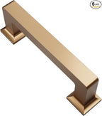 Alzassbg 6 Pack Champagne Bronze Cabinet Pulls, 3 Inch(76mm) Hole Centers Cabinet Handles Square Kitchen Hardware for Cabinets AL3046TGP