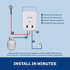 Hillhub 1.32GPM Portable Tankless Water Heater for Ourdoor, Camping Propane Hot Water Heater for Showering with CSA Certified Overheating Protection