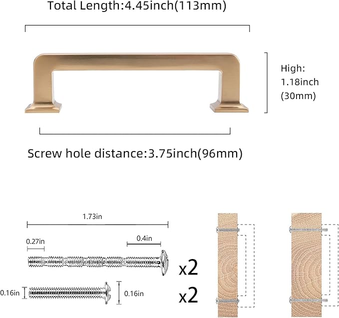 COTYKILEY 10 Pack 3-3/4 Inch(96mm) Champagne Bronze Cabinet Handles Champagne Kitchen Cabinet Pulls Cabinet Door Handles Kitchen Cabinet Hardware Cupboard Drawer Pulls Dresser Handles