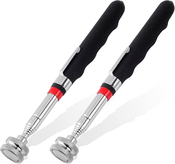 2 Pieces 25LBs Telescoping Magnetic Pickup Tool, Multifunction Magnet Hanger with Pen Clip Design, Magnet Stick Rod Extendable 7" to 30.5" for Men, Birthday, Father's Day, Holiday Gift