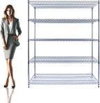 60"x24"x72" Chrome 5-Tier PREMIUM Wire Shelving NSF 4000 LBS MAX CAPACITY Heavy Duty Steel Storage Rack for Warehouses, Garages, Hospitals, Commercial Spaces, & Schools w/PREMIUM WHEELS
