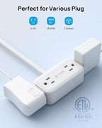 TROND 360° Rotating Plug 6FT Extension Cord, 4 Widely Spaced AC Outlets, Flat Plug Surge Protector, Wall Mount, Surge Protection Power Strip for Travel Kitchen Dorm Room Essentials, White